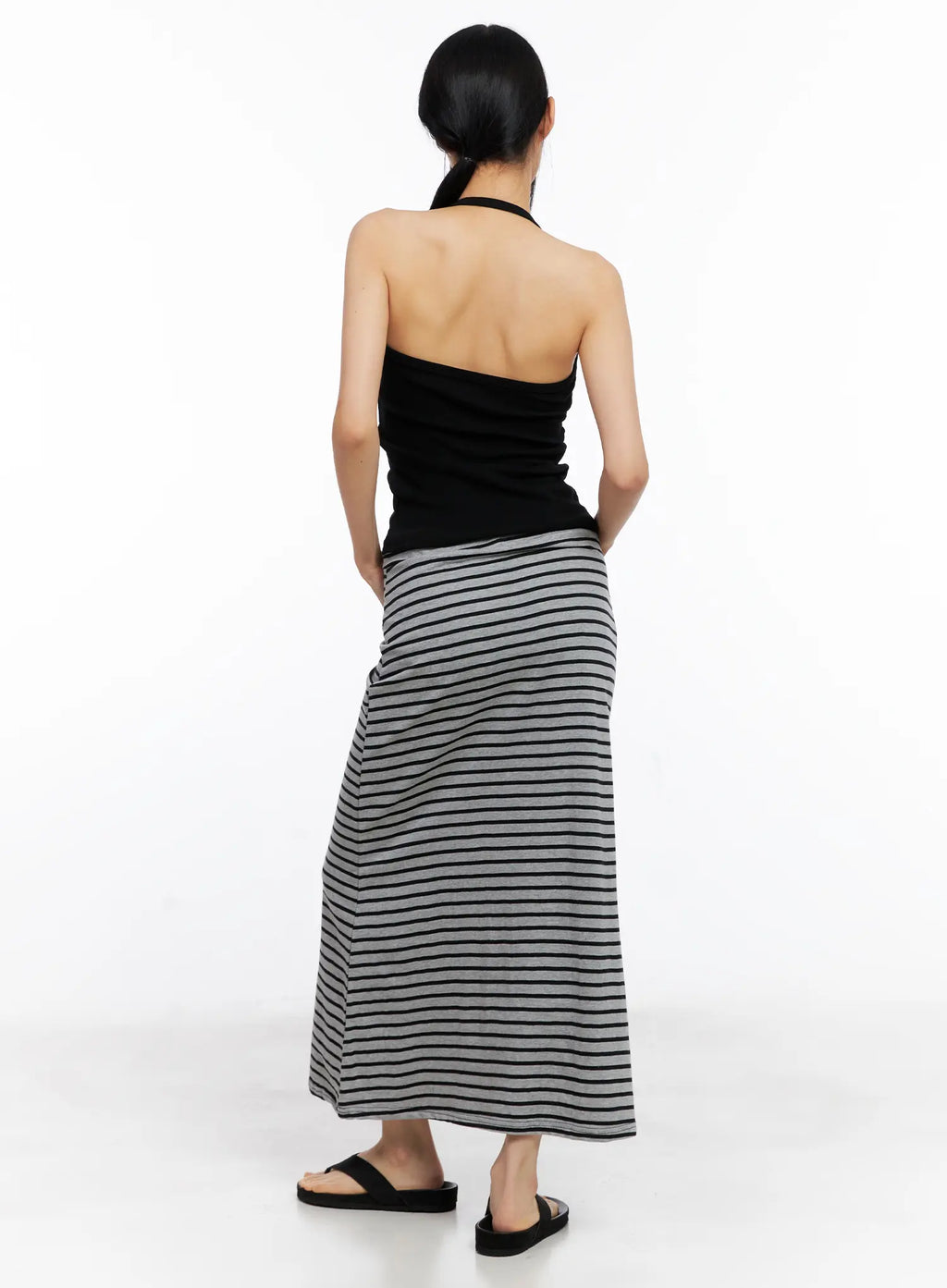 Striped Drawstring Maxi Skirt CL530