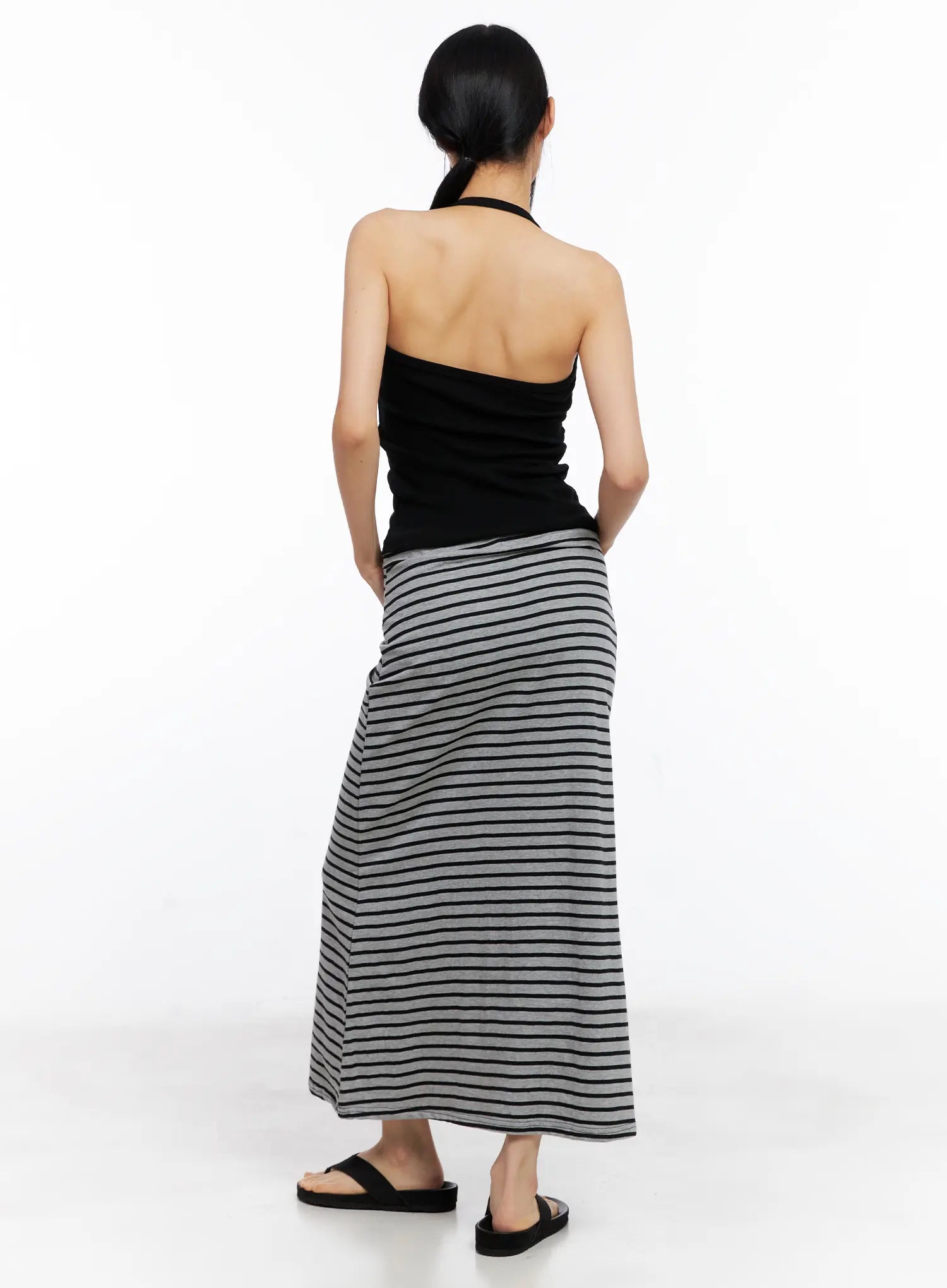 Striped Drawstring Maxi Skirt CL530