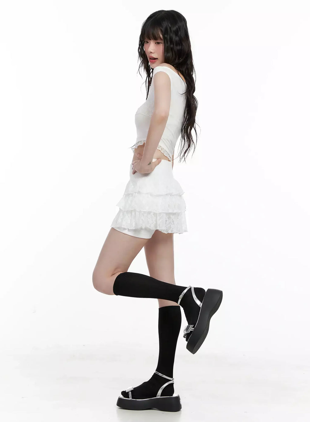 Lace Tiered Ruffle Skirt IL531